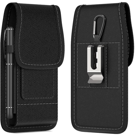 CoverON Holster for Samsung Galaxy S10+ S10 Lite /Note 20 Ultra /Note 10+ 9 8 7 5/XCover Pro FieldPro J7 F56, Phone Case Belt Clip Carabiner Vertical Nylon Pouch (Fits with Otterbox or any Case on)