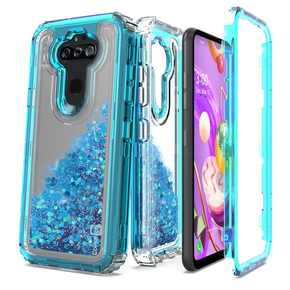 CoverON LG Phoenix 5 / Fortune 3 Case Liquid Glitter Military Grade Heavy Duty Full Body Clear Phone Cover
