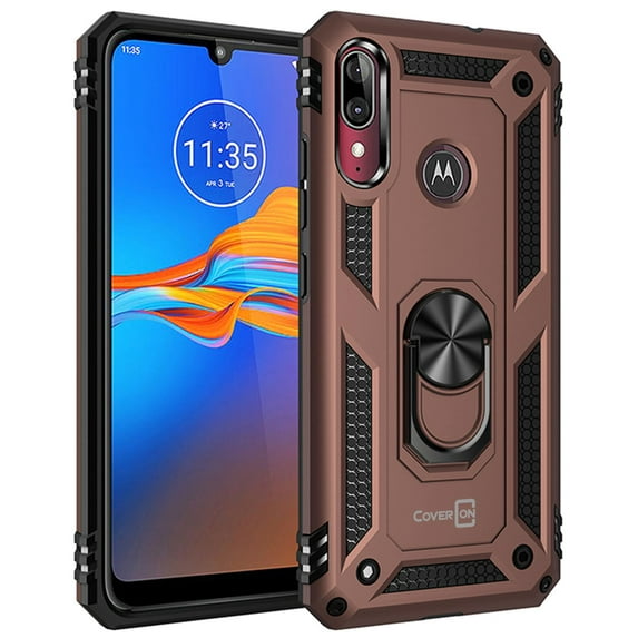 CoverON Motorola Moto E6 Plus Case with Magnetic Car Mount Compatible Ring Holder Kickstand Phone Cover - Resistor Series