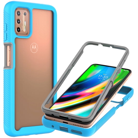 CoverON Motorola Moto G9 Plus Case, Military Grade Full Body Rugged Slim Fit Clear Phone Cover, Light Blue