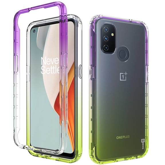 CoverON OnePlus Nord N100 Case, Gradient Heavy Duty Clear Full Body Shockproof Phone Cover, Purple / Yellow