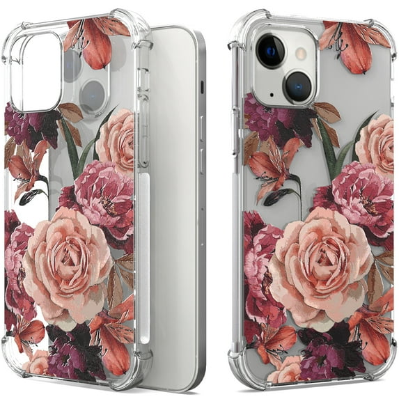 CoverON Phone Design For Apple iPhone 13 Case, Clear Flexible Soft Rubber Slim TPU Cover, Purple Flower