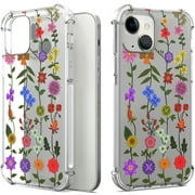 CoverON Phone Design For Apple iPhone 13 Mini Case, Clear Flexible Soft Rubber Slim TPU Cover, Flower Garden