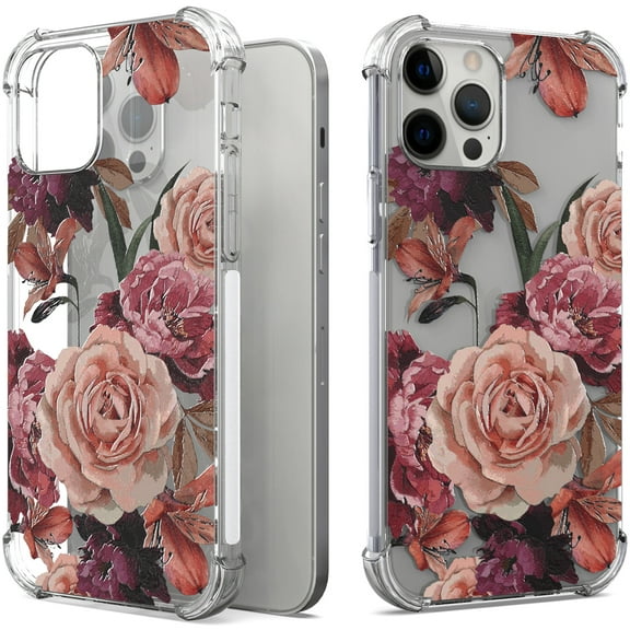 CoverON Phone Design For Apple iPhone 13 Pro Max Case, Clear Flexible Soft Rubber Slim TPU Cover, Purple Flower