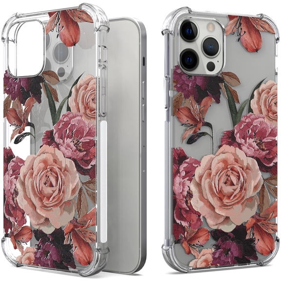 CoverON Phone Design For Apple iPhone 13 pro Case, Clear Flexible Soft Rubber Slim TPU Cover, Purple Flower