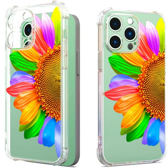 CoverON Phone Design For Apple iPhone 14 Pro Case, Clear Flexible Soft Rubber Slim TPU Cover, SunFlower