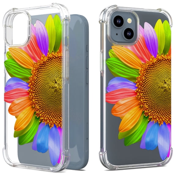 CoverON Phone Design For Apple iPhone 15 Case, Clear Flexible Soft Rubber Slim TPU Cover, SunFlower