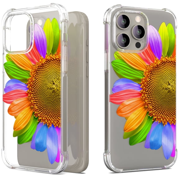 CoverON Phone Design For Apple iPhone 15 Pro Case, Clear Flexible Soft Rubber Slim TPU Cover, SunFlower