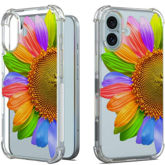 CoverON Phone Design For Apple iPhone 16 Plus / iPhone 16+ Case, Clear Flexible Soft Rubber Slim TPU Cover, SunFlower