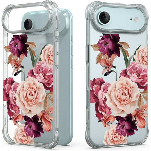 CoverON Phone Design For Apple iPhone 17 Air Case, Clear Flexible Soft Rubber Slim TPU Cover, Peony Flower