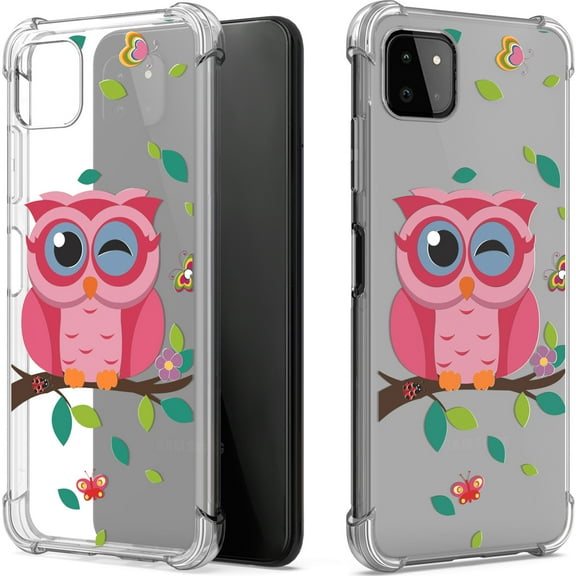 CoverON Phone Design For Boost Celero 5G Case, Clear Flexible Soft Rubber Slim TPU Cover, Owl