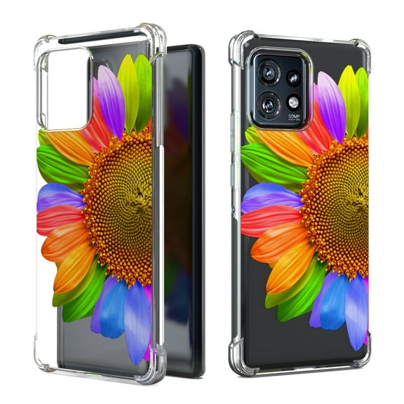 CoverON Phone Design For Motorola Edge+ Plus (2023) / Moto Edge 40 Pro Case, Clear Flexible Soft Rubber Slim TPU Cover, SunFlower