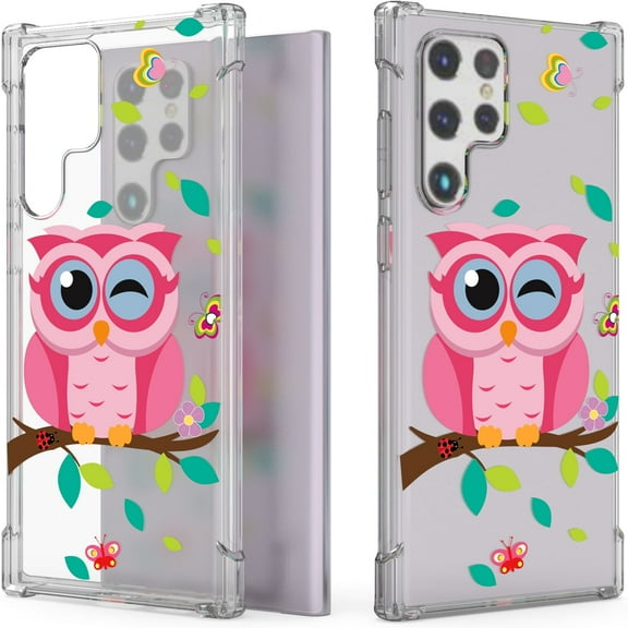CoverON Phone Design For Samsung Galaxy S22 Ultra Case, Clear Flexible Soft Rubber Slim TPU Cover, Owl