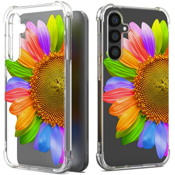 CoverON Phone Design For Samsung Galaxy S23 FE Case, Clear Flexible Soft Rubber Slim TPU Cover, SunFlower