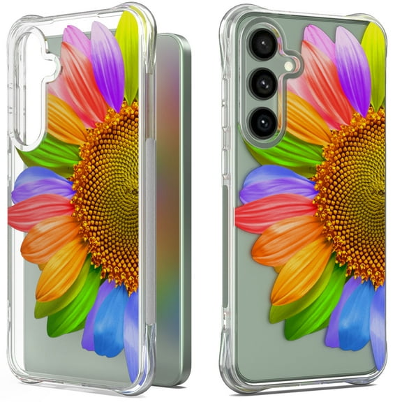 CoverON Phone Design For Samsung Galaxy S24 FE Case, Clear Flexible Soft Rubber Slim TPU Cover, SunFlower