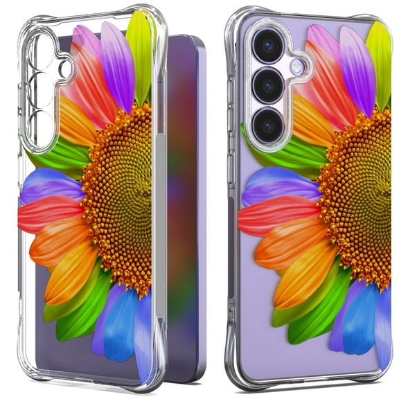 CoverON Phone Design For Samsung Galaxy S25 Case, Clear Flexible Soft Rubber Slim TPU Cover, SunFlower