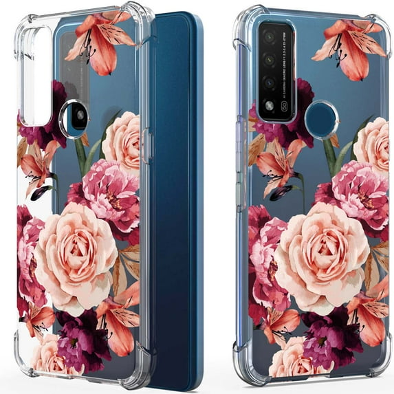 CoverON Phone Design For TCL 20 R 5G / TCL Bremen Case, Clear Flexible Soft Rubber Slim TPU Cover, Purple Flower
