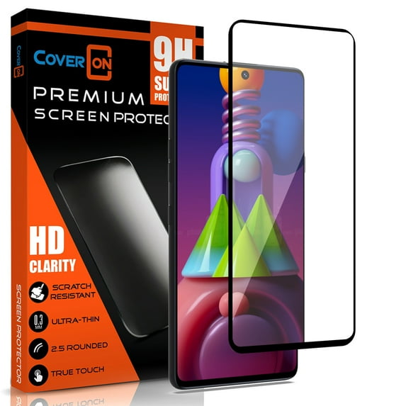 CoverON Samsung Galaxy M51 Screen Protector Tempered Glass - 98% full Coverage 9H Scratch Resistant - HD Clear