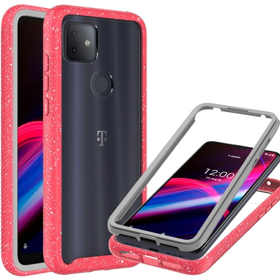 CoverON TCL T-Mobile Revvl 4 Plus Case, Military Grade Full Body Rugged Slim Fit Clear Phone Cover, Pink (White Splash)