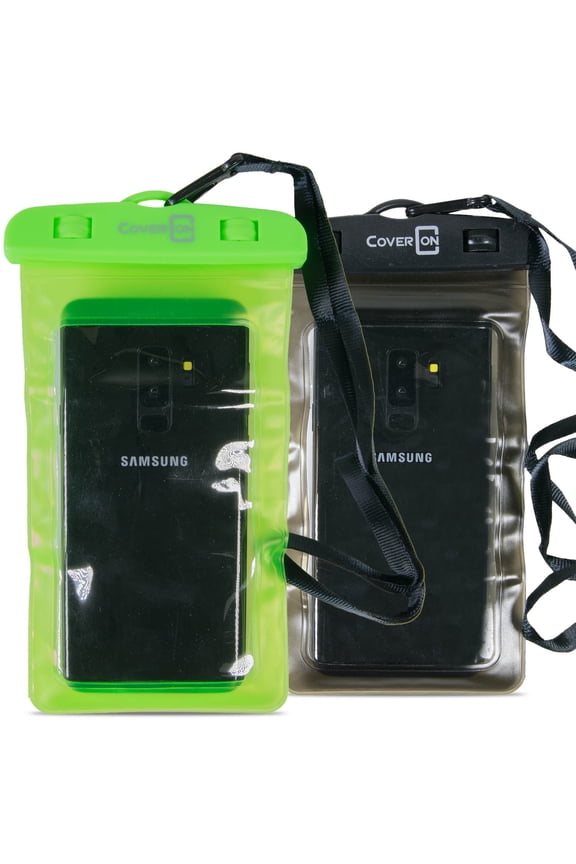 Universal Waterproof Phone Pouch, 2 Pack IPX8 Waterproof Phone Case Dry Bag - Compatible with OnePlus Nord N200 5G/9/Pro/N10 5G/N100 Up to 6.7" - Green / Black