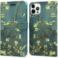 thumbnail image 1 of CoverON for Apple iPhone 13 Pro Max Wallet Case, RFID Blocking Vegan Leather 6x Card Slot Holder Cover Flip Folio Phone Pouch, Almond Blossom Art, 1 of 7