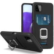 CoverON for Boost Celero 5G Phone Case, Kick Stand Ring Credit Card Slot Rugged Cover Magnetic Holder, Black
