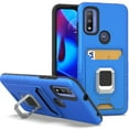 thumbnail image 1 of CoverON for Motorola Moto G Pure Case, Kick Stand Ring Credit Card Slot Rugged Phone Cover Magnetic Holder, Blue, 1 of 10