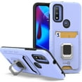 thumbnail image 1 of CoverON for Motorola Moto G Pure Case, Kick Stand Ring Credit Card Slot Rugged Phone Cover Magnetic Holder, Purple, 1 of 9