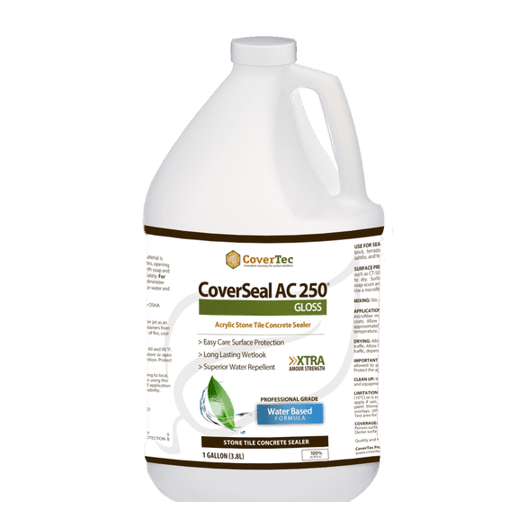 CoverSeal AC250 WB Acrylic Natural Stone Sealer, Gloss Finish (1Gal)