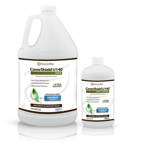 CoverShield U140 Heavy Duty Stain and Oil Resistant Concrete Sealer Matte Finish (1Gal)