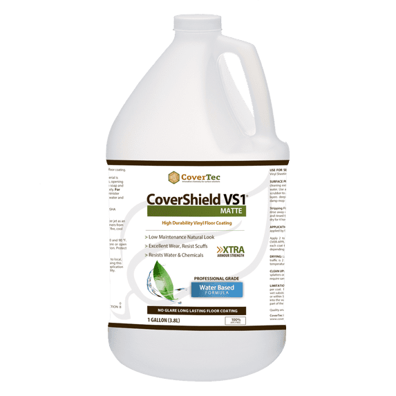 CoverShield VS1 Fast Drying Matte Floor Coating, 1-Part Water-Based Sealer for VCT & Terrazzo Floors, Clear Finish, 1 Gallon