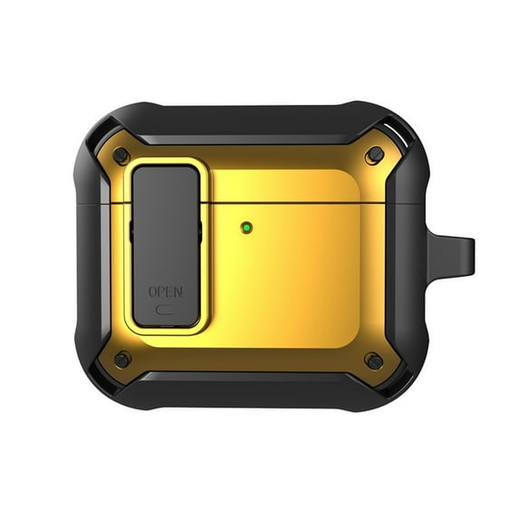 CoverTrend for Airpods 4th Case Cover 2024 with Secure Lock, Armor Military Full-Body Rugged Protective Case Shockproof Skin Cover Men Women with Keychain Charging Case, Yellow