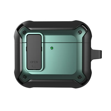 CoverTrend for Airpods 4th Case Cover 2024 with Secure Lock, Armor Military Full-Body Rugged Protective Case Shockproof Skin Cover Men Women with Keychain Charging Case, Green