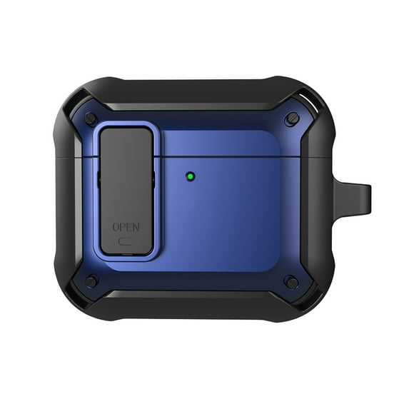 CoverTrend for Airpods 4th Case Cover 2024 with Secure Lock, Armor Military Full-Body Rugged Protective Case Shockproof Skin Cover Men Women with Keychain Charging Case, Darkblue