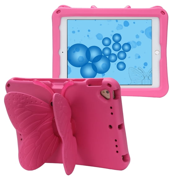 CoverTrend Case for iPad 6th/5th Generation (9.7 Inch, 2018/2017 Model),iPad Air 2 / 1st Case, iPad Pro 9.7 Case 2016, Cute Butterfly Rotating Stand Lightweight Kids Friendly Shockproof Case, Rose