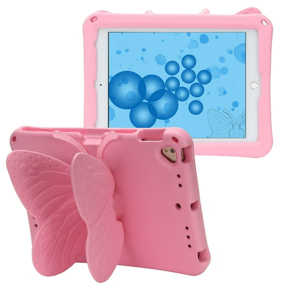 CoverTrend Case for iPad 6th/5th Generation (9.7 Inch, 2018/2017 Model),iPad Air 2 / 1st Case, iPad Pro 9.7 Case 2016, Cute Butterfly Rotating Stand Lightweight Kids Friendly Shockproof Case, Pink