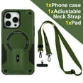 thumbnail image 1 of CoverTrend for iPhone 14 Pro Max MagSafe Case with Adjustable Crossbody Lanyard, Military Grade Drop Protection Shockproof Hybrid Rugged Case with Kickstand for iPhone 14 Pro Max,Green, 1 of 8