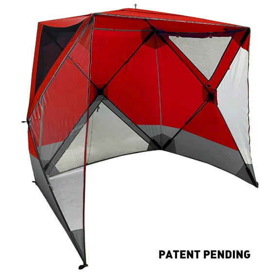 CoverU Sports Tent Pod For 3-4 People - RAIN or Sun Protection   NEW Large Pop Up Climate Canopy Shelter   Soccer, Football, Softball & Other Sporting Events and Parades - Patented and Patents Pending Red Sun