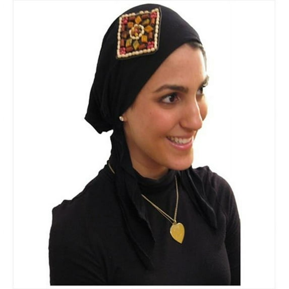 CoverYourHair Beaded Applique Pre Tied Bandana - Black