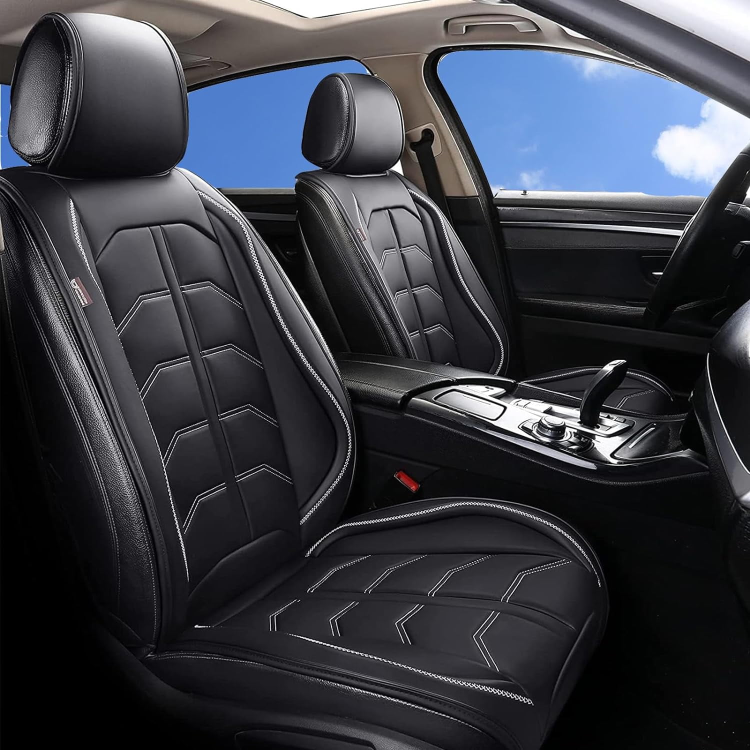 Coverado 2PCs Front Car Seat Covers Leather Car Seat Protector