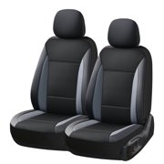 Coverado 4 Pieces PVC&Fabric Front Car Seat Covers, Universal Fit for Most Cars SUV Trucks, Black