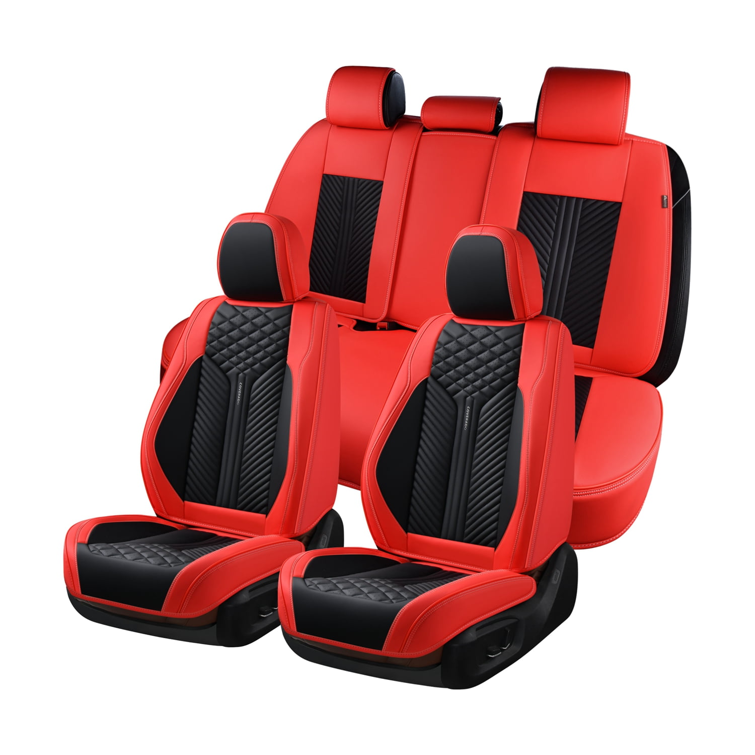 Coverado 5 Seats Full Set Car Seat Covers, Waterproof Premium Leather Auto  Seat Protectors, Luxury Car Interior Universal Fit Most Sedan, SUVs and  Pickup, Black&Red 
