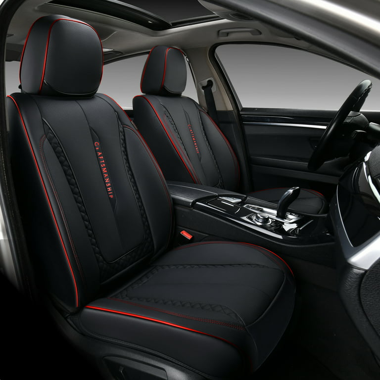 Coverado 5 Seats Red Car Seat Covers Full Set, Premium Leatherette