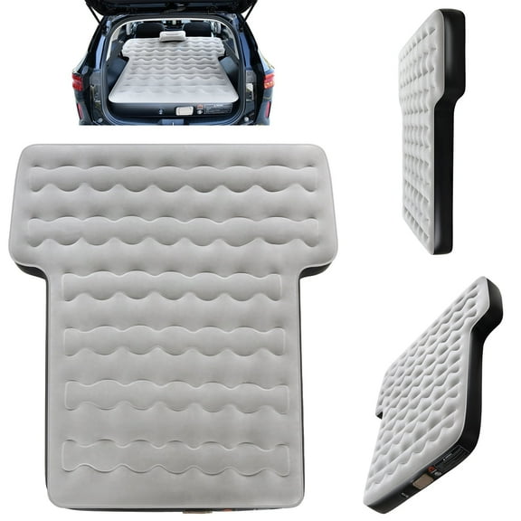Coverado Air Mattress for SUV, Thickened Flocking Travel Camping Bed with Electric Pump, Inflatable Bed for SUV Trunk, Gray