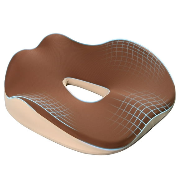 Coverado Beige&Brown Seat Cushion,Memory Foam Cushions for Car Seat, Relieving Pressure Tailbone Sciatica Back Pain for Long Sitting