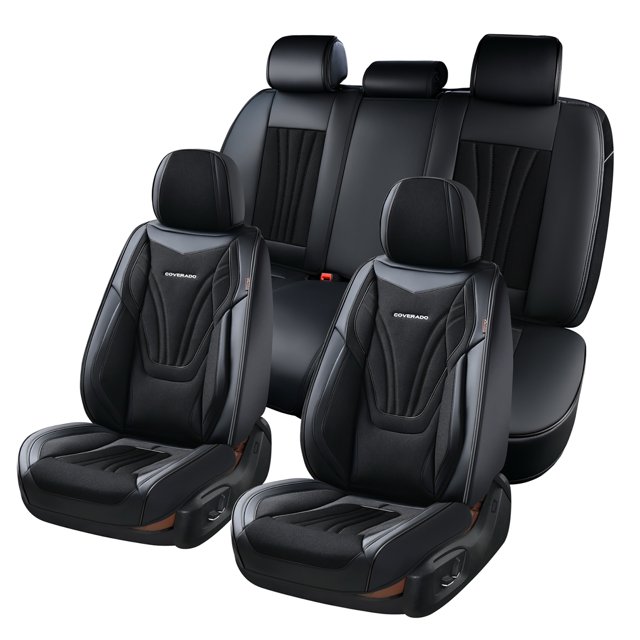 Coverado Black Car Seat Covers, 5 Seats Breathable Magna Fabric