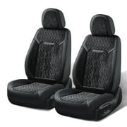 Coverado Black Front Car Seat Covers, Faux Leather & Flannel Auto Seat Protectors, Fashion Car Interior Accessories Universal fit Most Cars, Suvs, Pickup Trucks