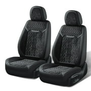 Coverado Black Front Car Seat Covers, Faux Leather & Flannel Auto Seat Protectors, Fashion Car Interior Accessories Universal fit Most Cars, Suvs, Pickup Trucks