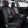 thumbnail image 1 of Coverado Black&RedLine Car Seat Covers Front, Waterproof Faux Leather Auto Seat Protectors with Lumbar Support, Luxury Automotive Interior Accessories Universal Fit Most Cars SUV Trucks, 1 of 5