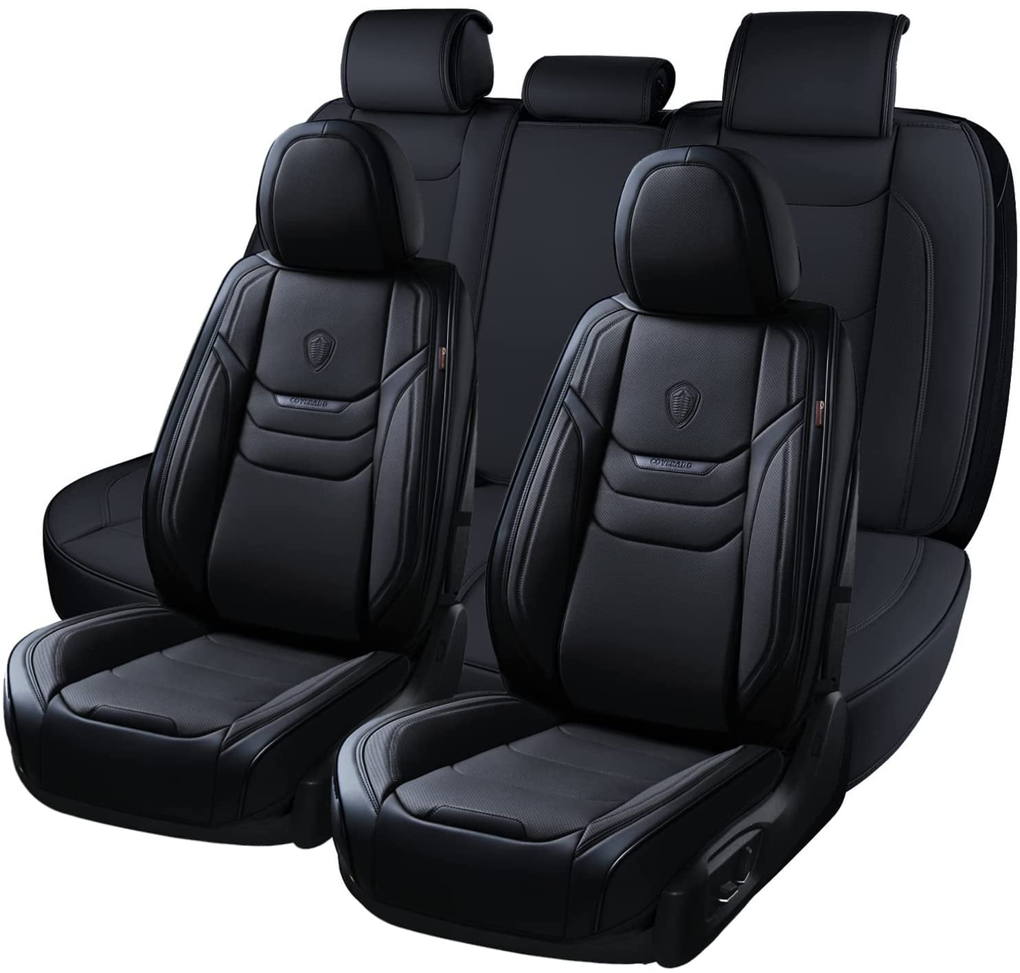 Auto Drive 1Piece Full Size Car Seat Cushion Leather Black - Universal Fit,  20CUWM11